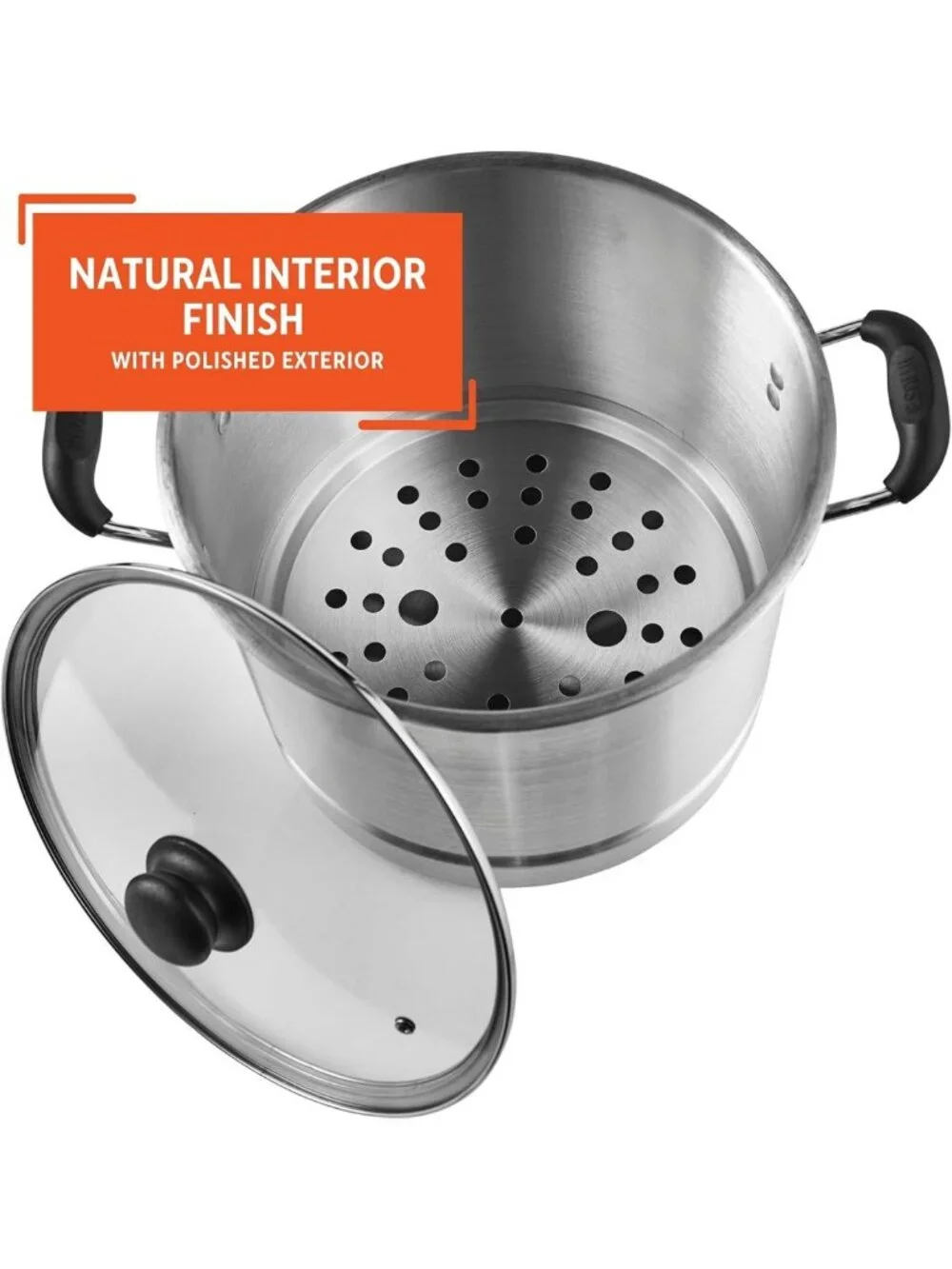 20-Quart Stainless Steel Steamer with Glass Lid - Large Capacity Cookware